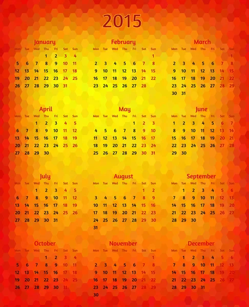 Abstract vector veelhoekige 2015 jaarkalender — Stockvector