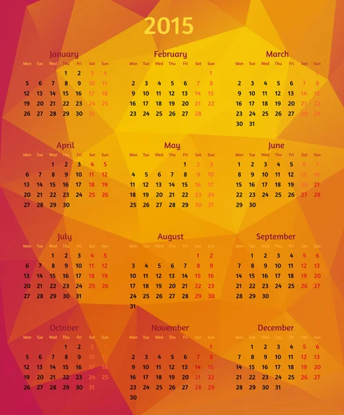 抽象矢量 2015 年多边形日历 — 图库矢量图片