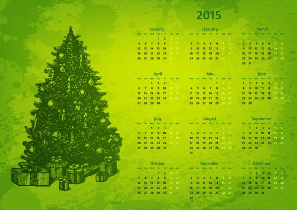 Calendário vetorial artístico 2015 ano — Vetor de Stock