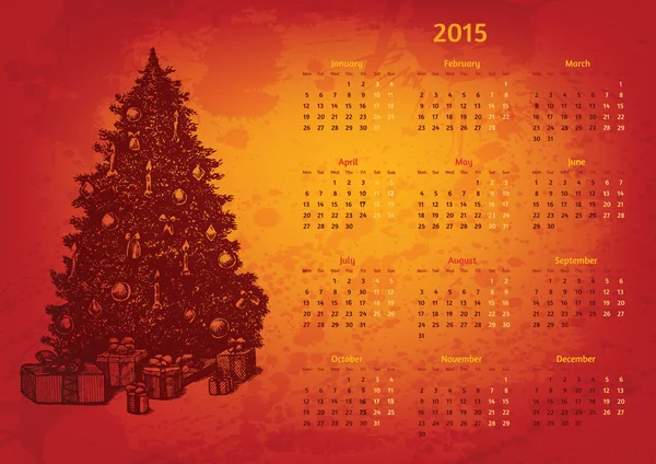 2015 年の功妙なベクトル カレンダー — ストックベクタ
