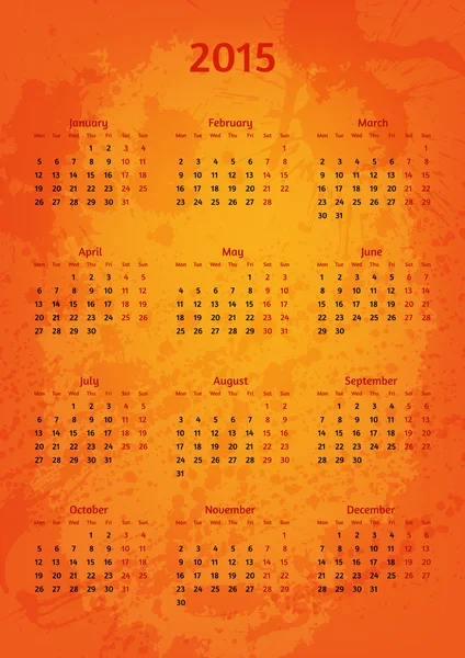 Künstlerischer Jahresvektorkalender 2015 — Stockvektor