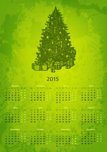 Künstlerischer Jahresvektorkalender 2015 — Stockvektor