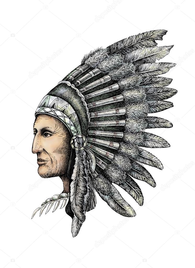 Artistic drawing of native american man