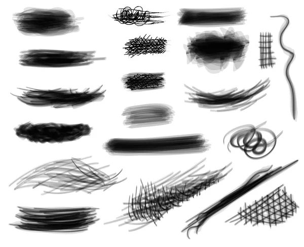 Set di dolore semitrasparente in bianco e nero disegnato a mano digitalmente — Vettoriale Stock