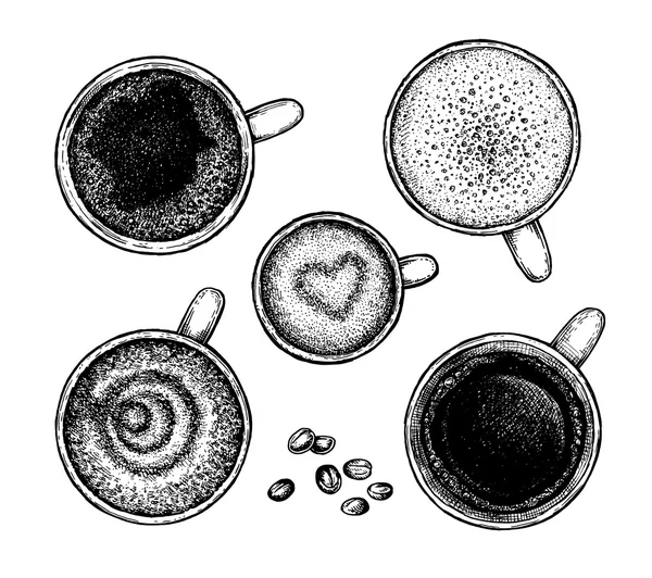 Dizi el drawin mürekkep kahve çizimler.