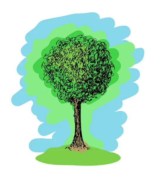 Dibujo vectorial colorido de un árbol — Archivo Imágenes Vectoriales