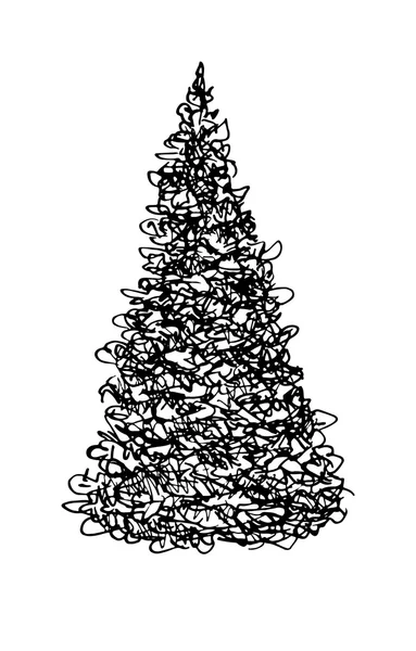Svart och vitt skiss av ett träd. Vektor illustration — Stock vektor