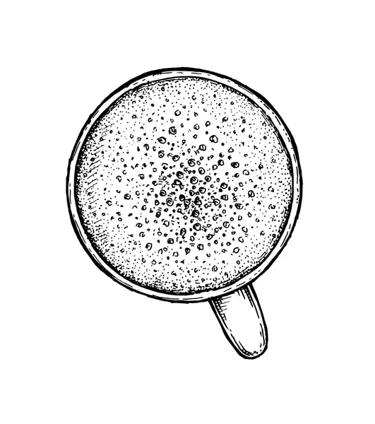 Blanco y negro taza de café dibujado a mano . — Vector de stock