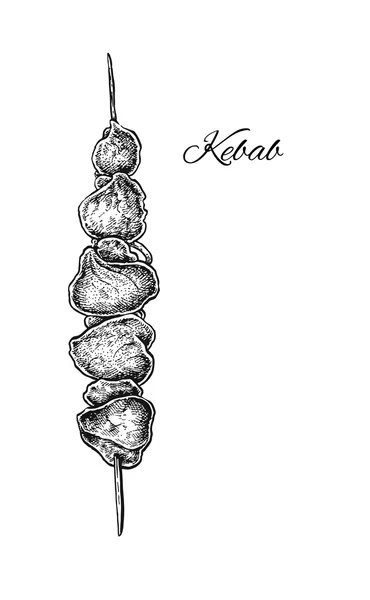 Black and white hand drawn kebab. — Stock Vector