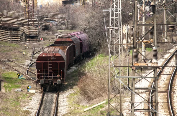 Wagons de fret sur chemin de fer — Photo