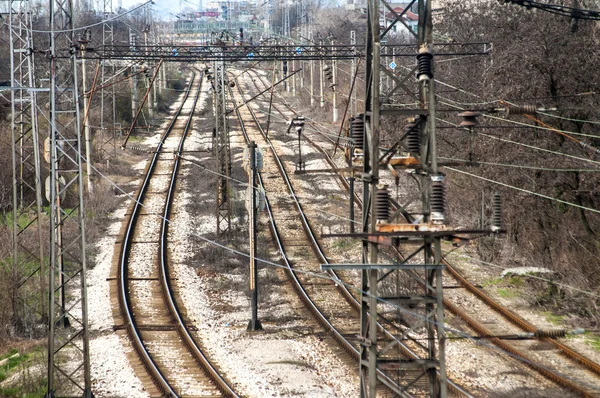 Železnice a elektrická zařízení — Stock fotografie