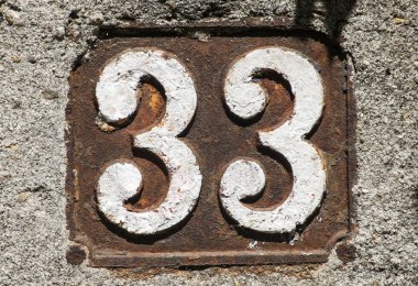 Eski retro dökme demir plaka numarası 33