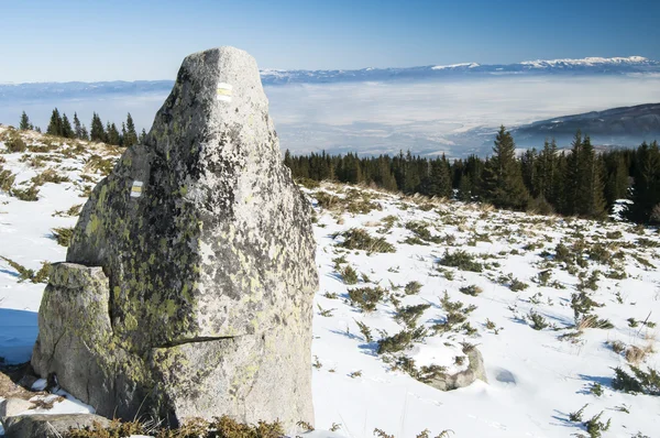 Горный камень на зимнем ландшафте — стоковое фото