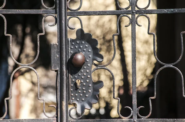 Lock on metal patio door grid — Stock Photo, Image