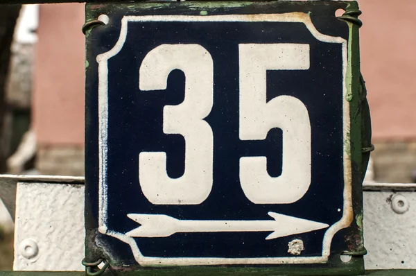 Weathered enameled plate number 35 — Φωτογραφία Αρχείου