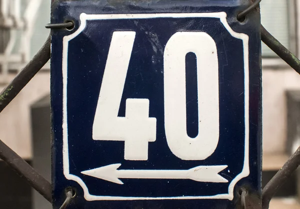 Weathered enameled plate number 40 — Stock Photo, Image