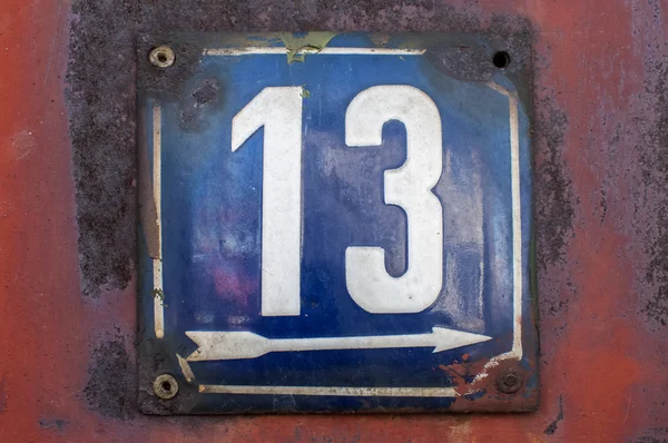 Placa esmaltada desgastada número 14 — Fotografia de Stock