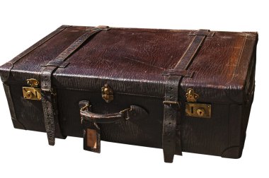 Beyaz üzerine eski retro deri çanta