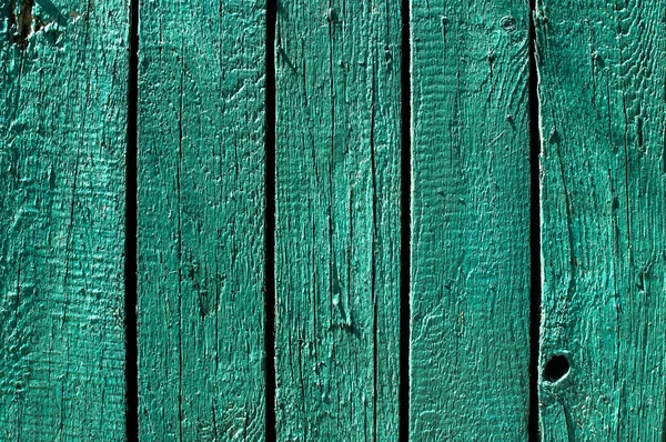 Green blue painted wooden board wall — Stock Photo, Image