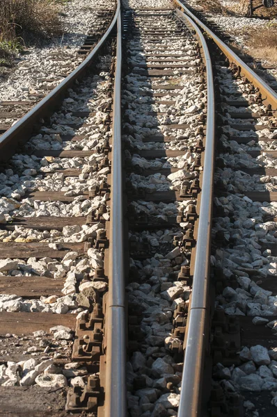 Railroads rails, sleepers and gravel — Stock Photo, Image