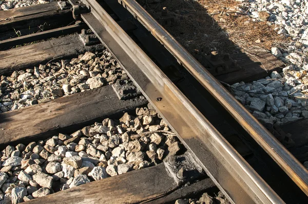 Ferrocarriles, traviesas y grava —  Fotos de Stock