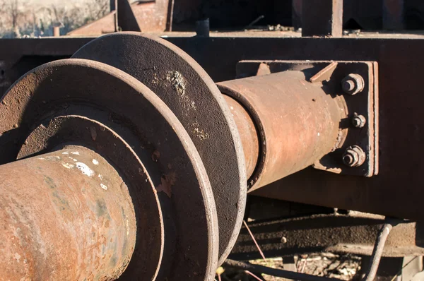 Pare-chocs pour wagons de chemin de fer gros plan — Photo