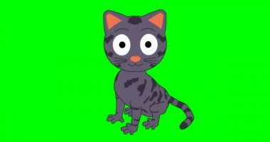 Animasyon kedi emojisi evet diyor. Çizgi film kedisi rızasını gösteriyor. Yeşil Ekran Krom Anahtarı.