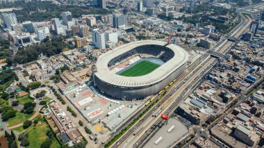 Lima 'nın başkenti Peru' daki Estadio Nacional 'ın hava manzarası.