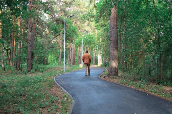 Homme Sortant Sur Sentier Dans Parc Jour Été Offensé Homme — Photo