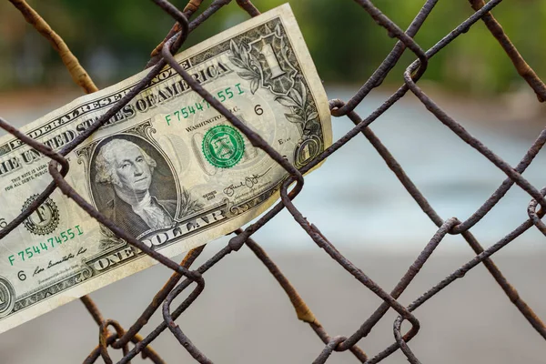 Money Stuck Iron Cage Seized Finances — Stockfoto