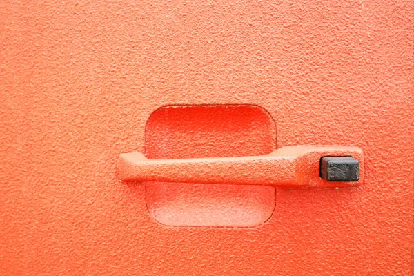 Porta Auto Retrò Colore Arancione Con Una Maniglia Arancione Superficie — Foto Stock