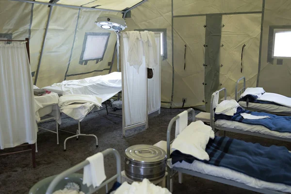 Tent Mobile Military Hospital Empty Beds Installation Second World War — Stok fotoğraf