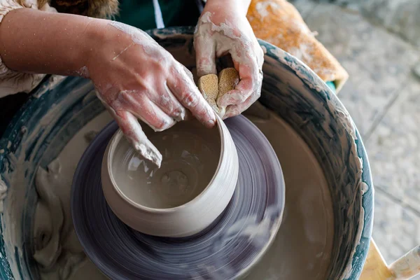 Dirty Hands Potter Ready Pot Clay Working Clay Soothing Distracting — Stock Photo, Image