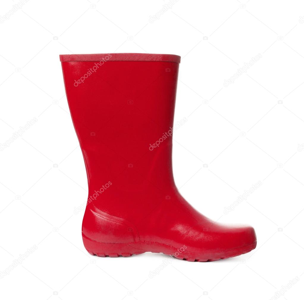 red plastic boots