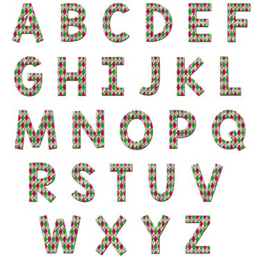 Pembe Yeşil Argyle Büyük harf ABC