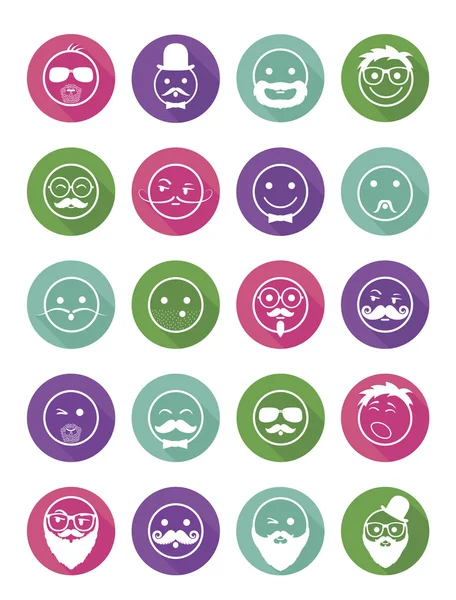 Icon set man 's faces with mustache and beard — стоковый вектор