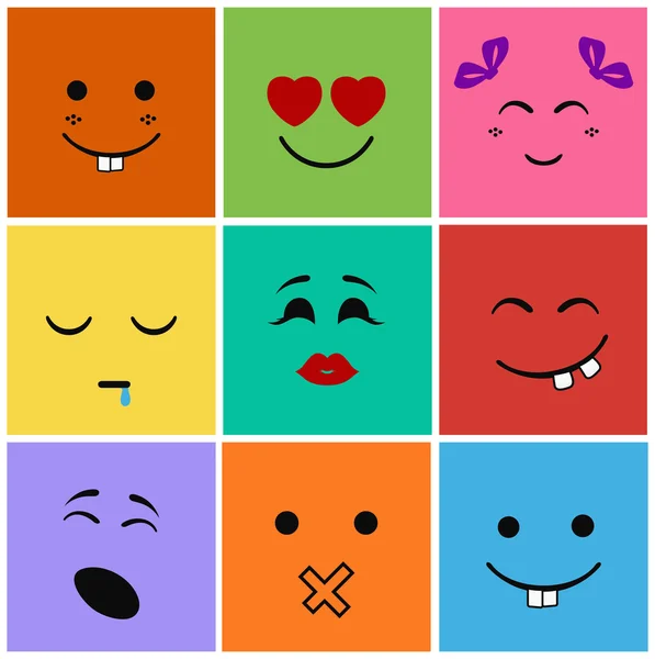 Icon set smiles kids — Stock Vector