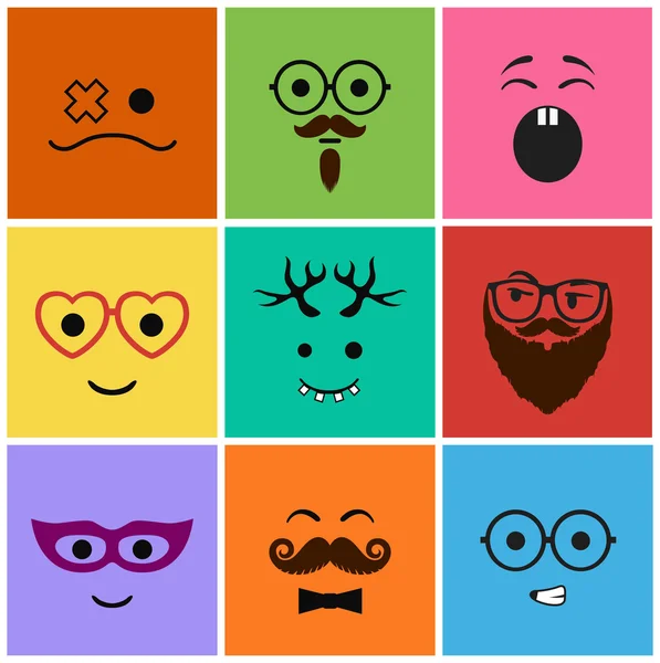 Icons set faces and characters — Stock Vector