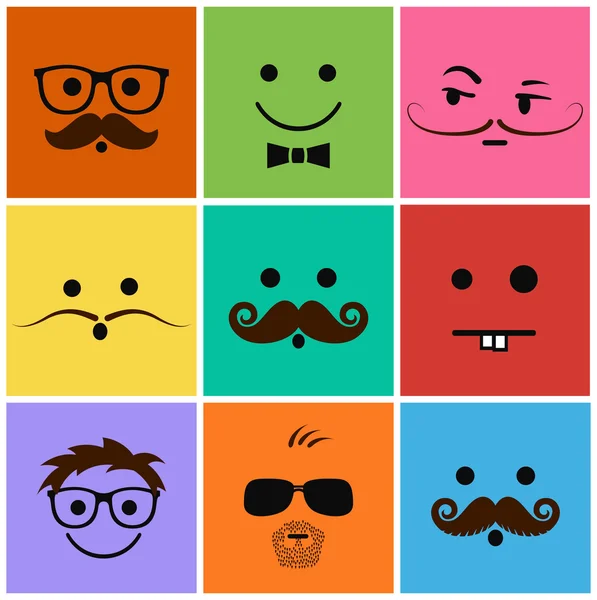 Mans ícones definir rostos e caracteres —  Vetores de Stock