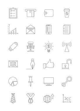 siyah vektör office simgeler kümesi