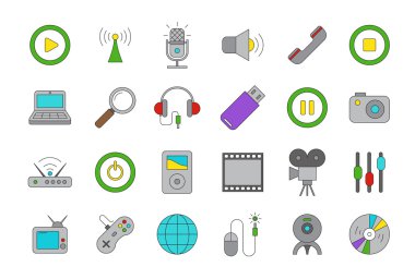 vektör multimedia Icons set