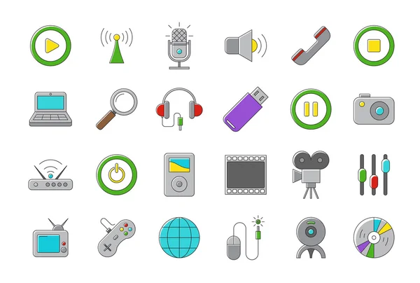 Set of multimedia vector icons — Stock Vector