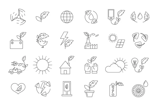 Vector zwarte eco icons set — Stockvector