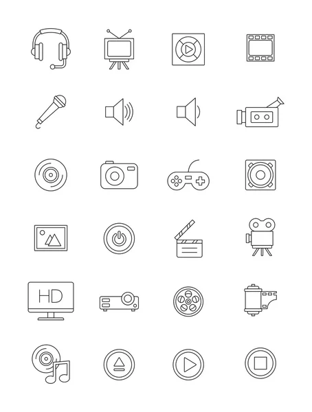 Vector zwarte multimedia icons set — Stockvector