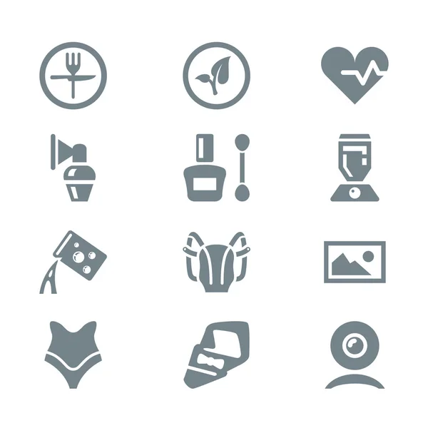 Icono conjunto de diferentes objetos del hogar gris — Vector de stock