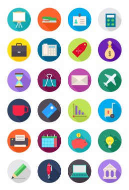 Renk yuvarlak iş Icons set