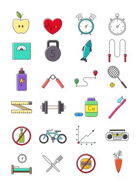 Sağlıklı yaşam Icons set