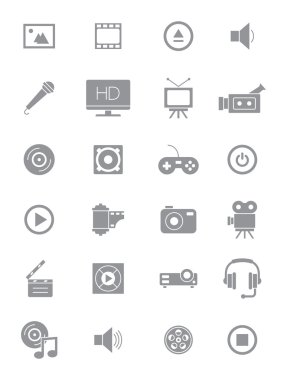 Gri multimedia Icons set