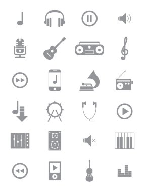 Gri müzik Icons set