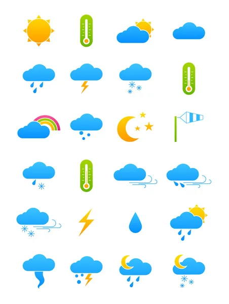 Vector weerbericht pictogrammen Kleurset — Stockvector